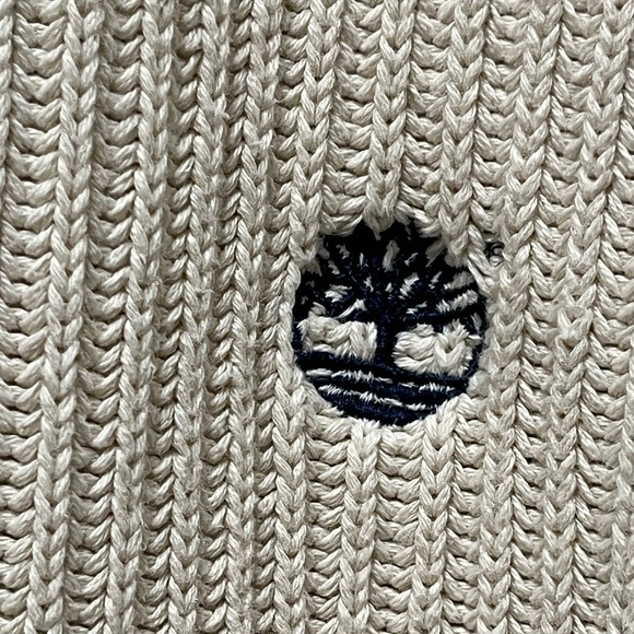 Timberland VINTAGE CREAM COTTON KNIT CREWNECK Ribbed Sweater, SIZE L - Picture 8 of 9